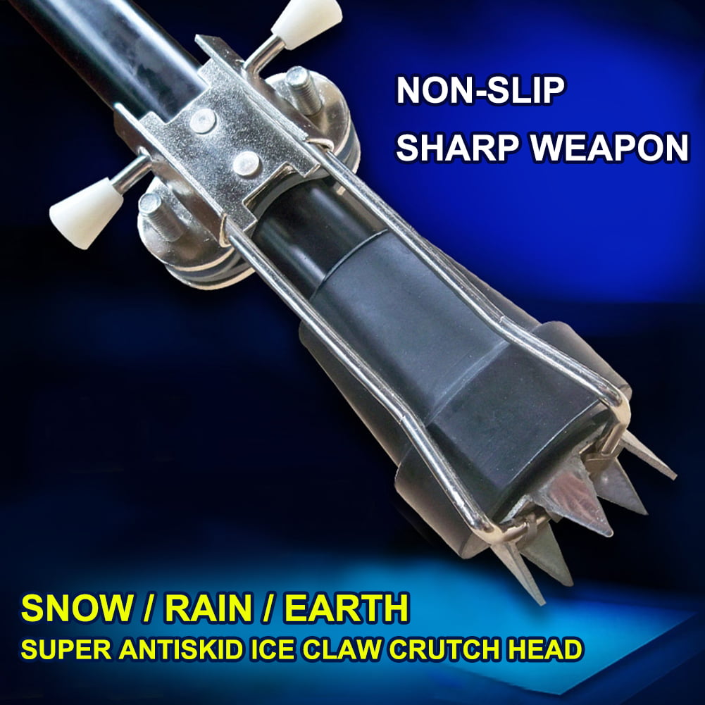 Walking Crampon Sticks Anti Slip Trekking Pole Ice Claws Cane Crutches Grip