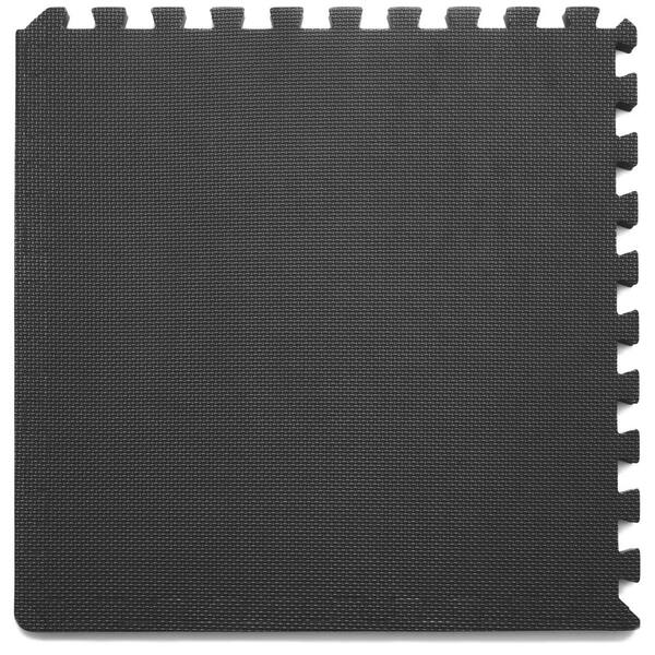 Thick Exercise Puzzle Mat Black 24 in. x 24 in. x 0.75 in. EVA Foam Interlocking Anti-Fatigue (6-pack) (24 sq. ft.)