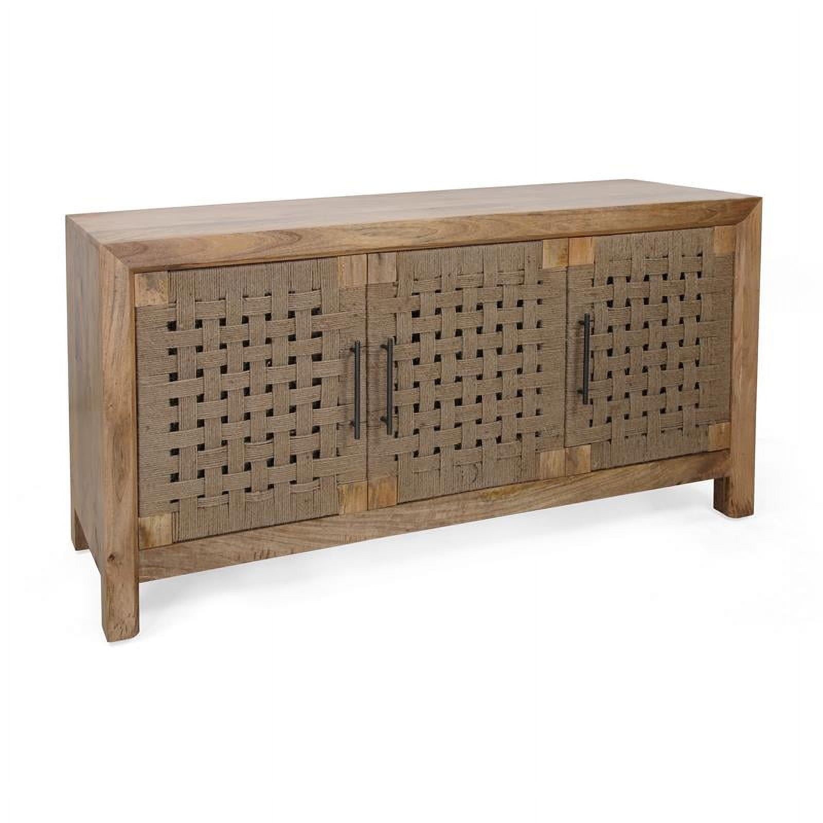 Treasure Trove Augustine Brown & Jute Three Door Wood Credenza