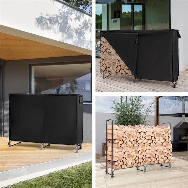 72 in. Heavy-Duty Indoor/Outdoor Firewood Rack with Waterproof Cover
