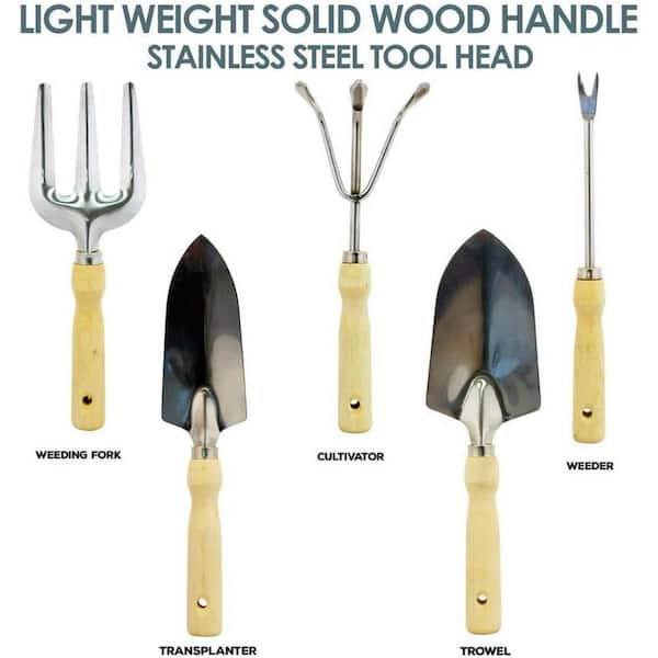 7-Piece Stainless Steel Garden Tool Set, Heavy-Duty Folding Bench, Garden Tool Set