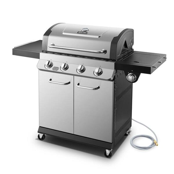 Premier 4-Burner Natural Gas Grill in Stainless Steel with Side Burner