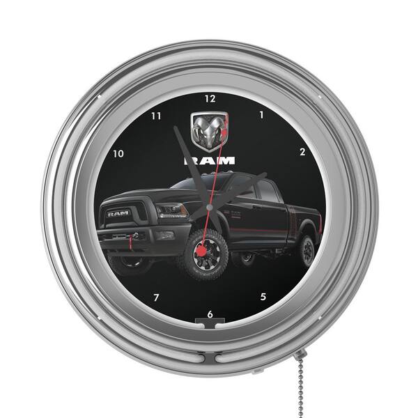 Neon Wall Clock Black and White with Pull Chain-Pub Garage or Man Cave Accessories Double Rung Analog Clock