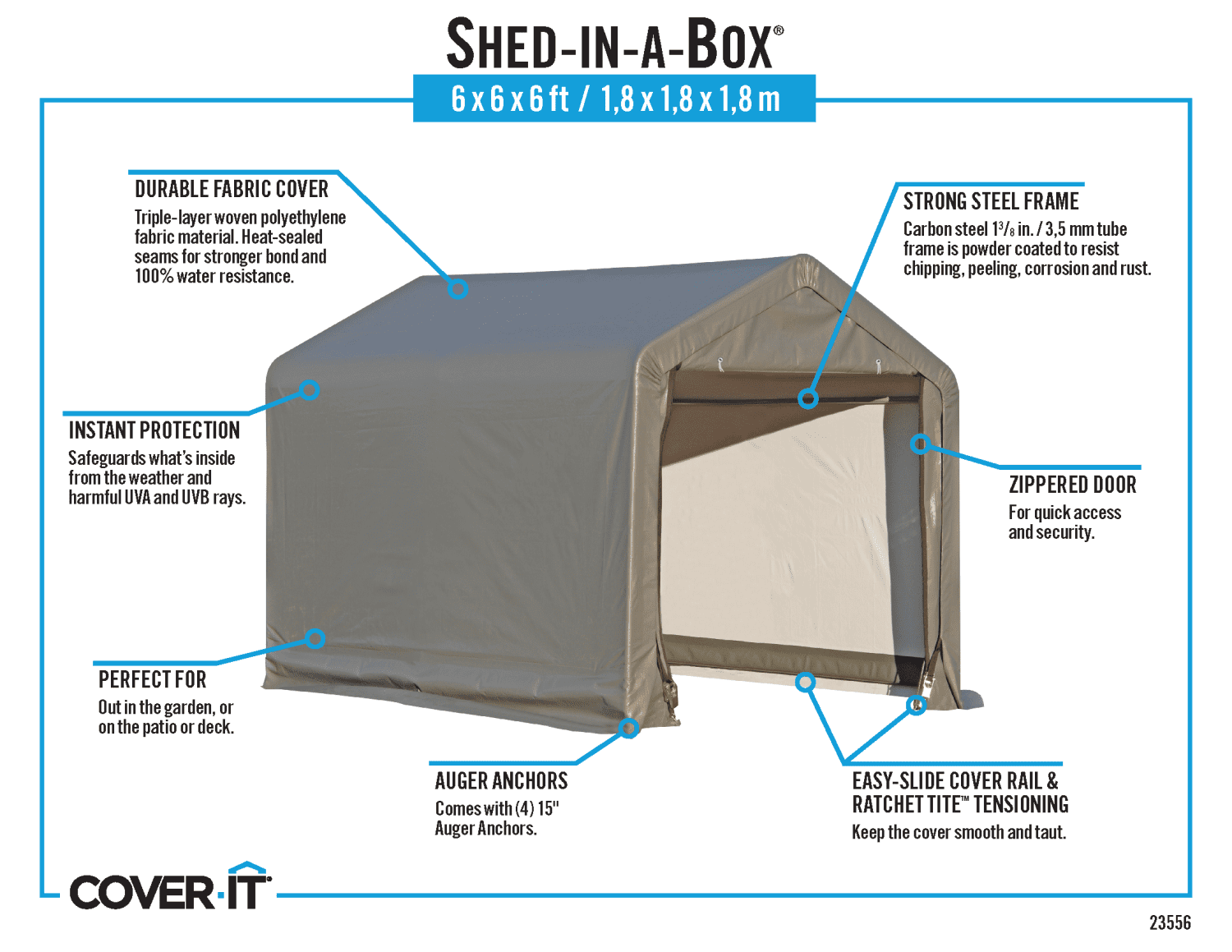 Cover-It Shed-in-a-Box 6x6x6 Gray