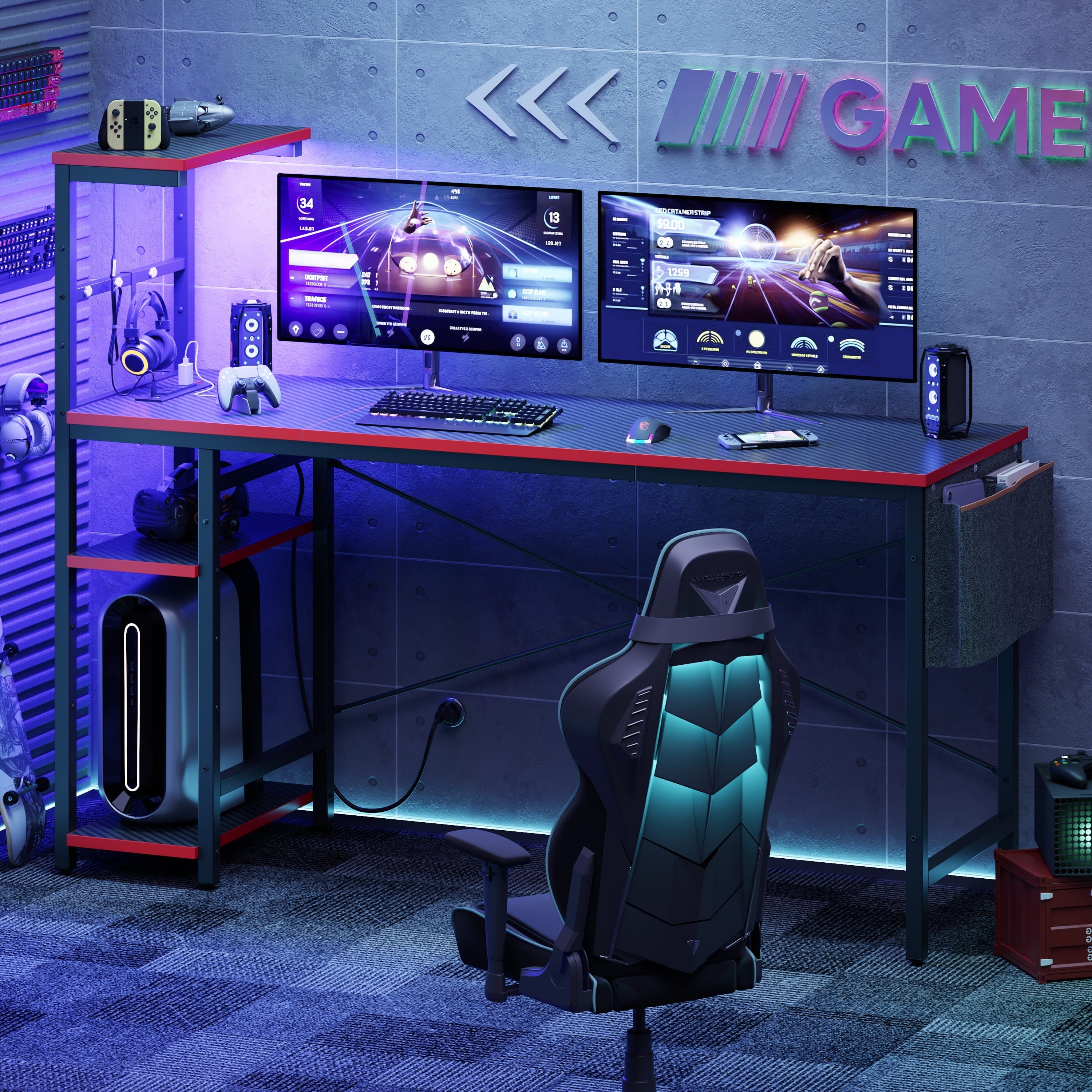 Bestier Gaming Computer Desk with Power Outlet 63