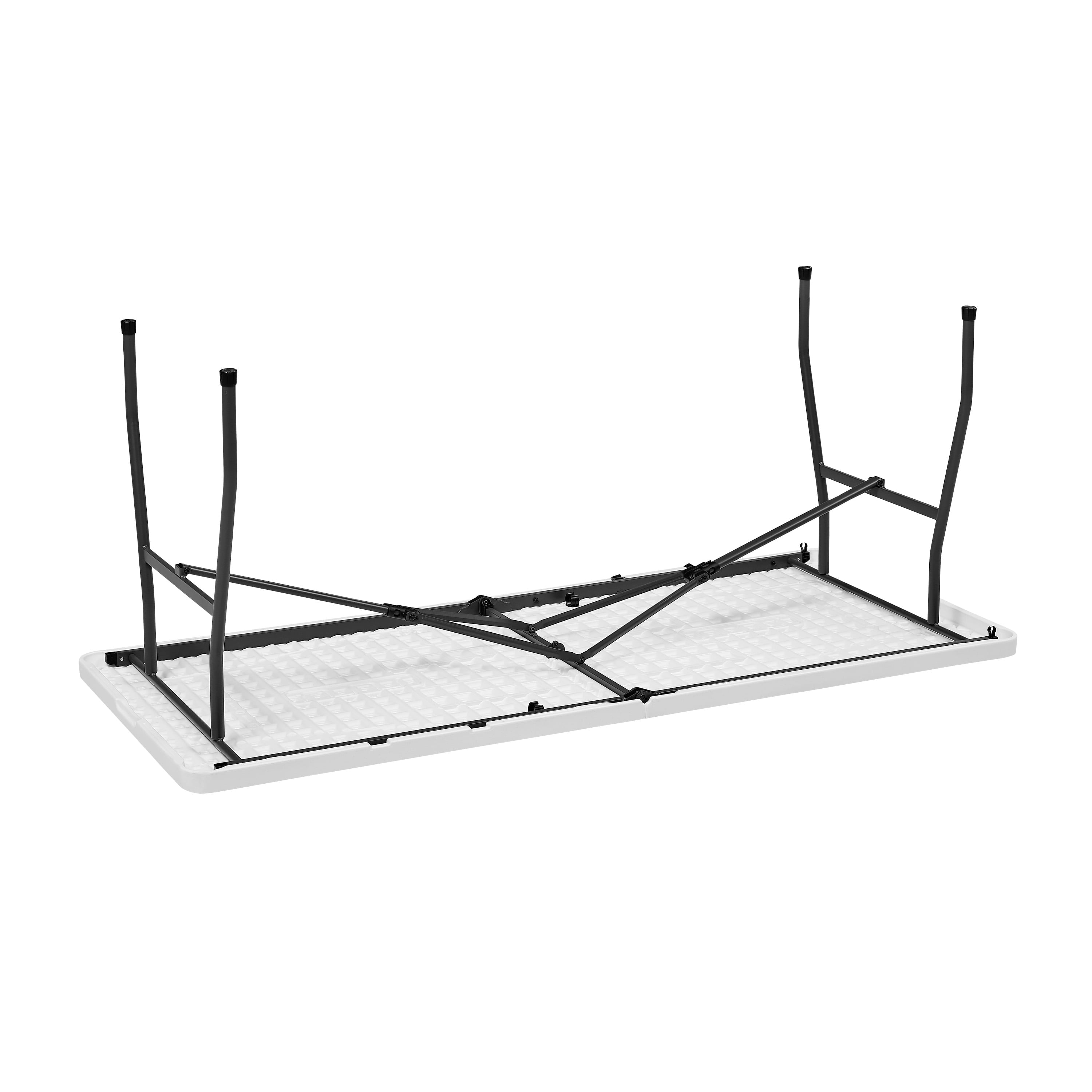 Mainstays 6 Foot Premium Fold-in-Half Table, White Granite