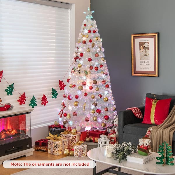 5 ft. Pre-Lit White Artificial Christmas Tree with Iridescent Leaves