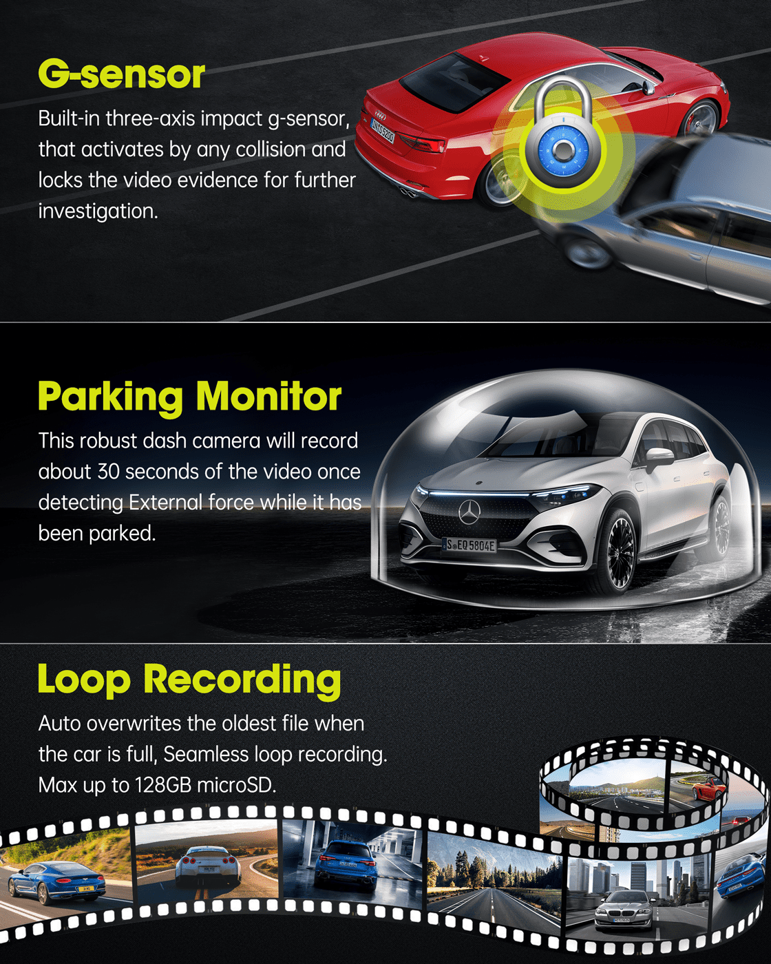 UHD 4K Dash Cam with Built-in WiFi GPS Super Night Vision, TOGUARD Voice Control Car Camera Front Camera for Car