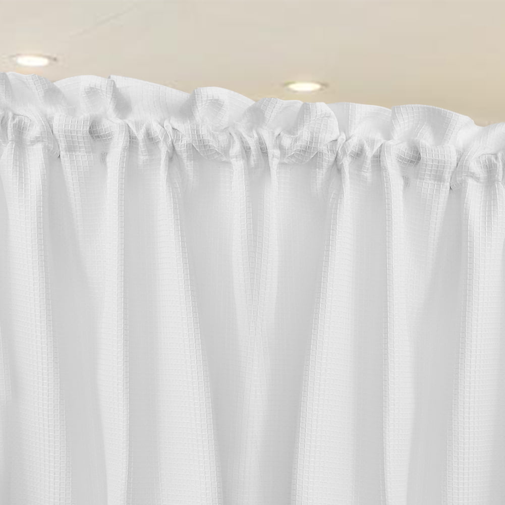 Coolmee Curtain Valance, Waffle Weave Waterproof Window Valance for Bathroom, Rod Pocket Kitchen Valance Curtain，60