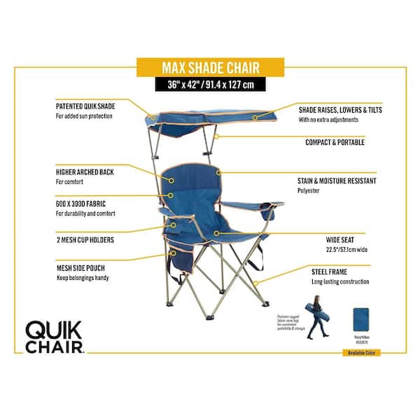 MAX Navy Polyester and Nylon Camp Chair