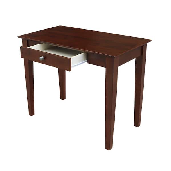 36 in. Rectangular Espresso 1 Drawer Writing Desk with Solid Wood Material