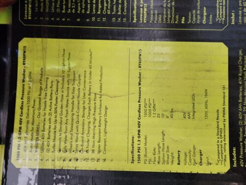 RYOBI  40V HP Brushless Whisper 1500 PSI 1.2 GPM  Pressure Washer-  tool only