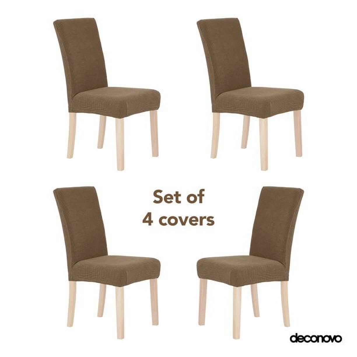 Deconovo Solid Chair Covers Jacquard Seat Covers Super Soft Seat Slipcovers Set of 4, Light Brown