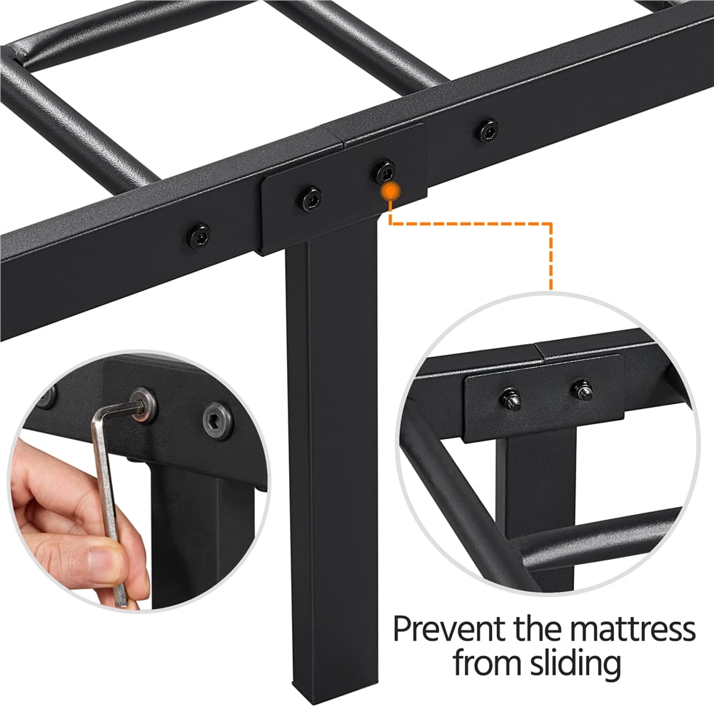 SMILE MART Modern Spindle Headboard & Footboard Metal Twin Bed, Black