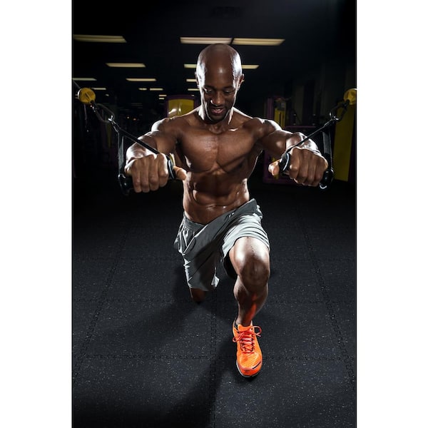 Shock Absorbent 25.2 in. x 25.2 in. x 0.70 in. Gym Tiles - Black/White Fleck (4-Pack)