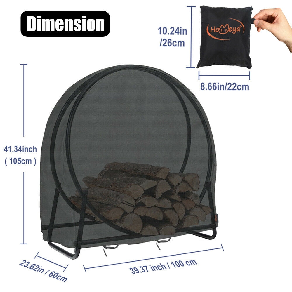 IC ICLOVER Zippered Waterproof Firewood Rack Cover Wood Log Hoop Outdoor Storage Protector