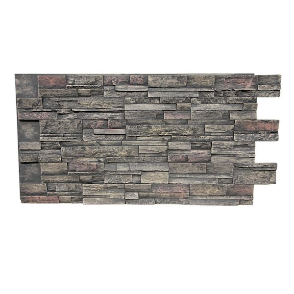 Stack Stone 48 in. x 24.25 in. Polyurethane Interlocking Siding Panel Finished in Volcanic Ash