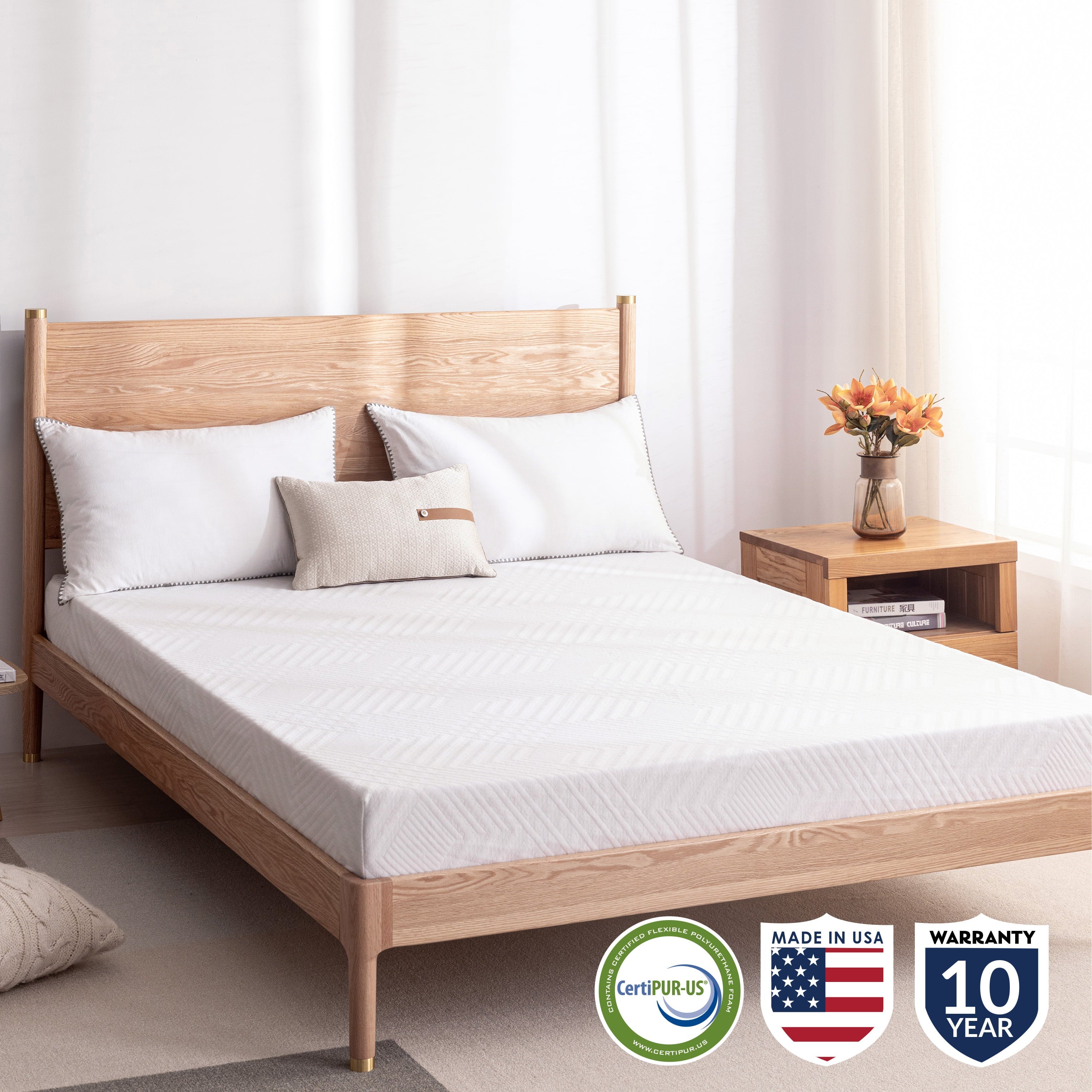 Size, EGO 6 inch Memory Foam Mattress, Cooling Gel Infused, White