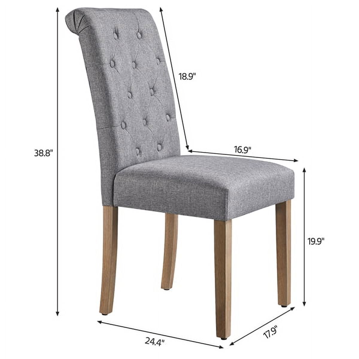 Alden Design Tufted Upholstered High Back Parson Dining Chair, Set of 2, Gray