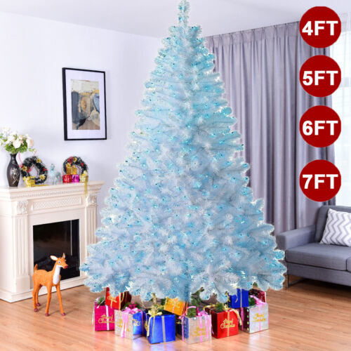 4/5/6/7 Feet Christmas Tree Artificial Tree Holiday Decorations Blue LED Lights