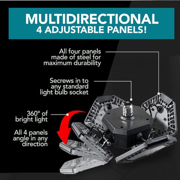 Quadburst Deluxe 10.62 in. Grey 4 Panel LED Flush Mount 8000 Lumens
