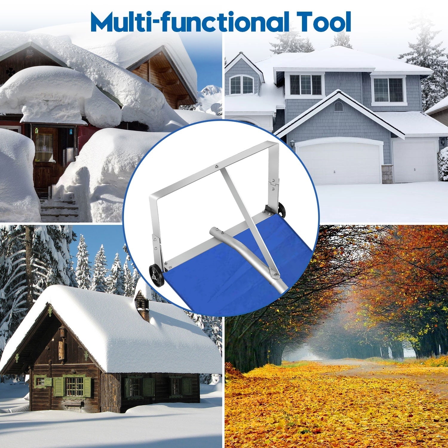 Tanbaby Snow Roof Rake, 20FT Aluminum Snow Removal Tool with Extendable Handle and Sturdy Snow Slide, Lightweight Roof Rakes for Snow Removal, Wet Leaves, Debris Vehicle