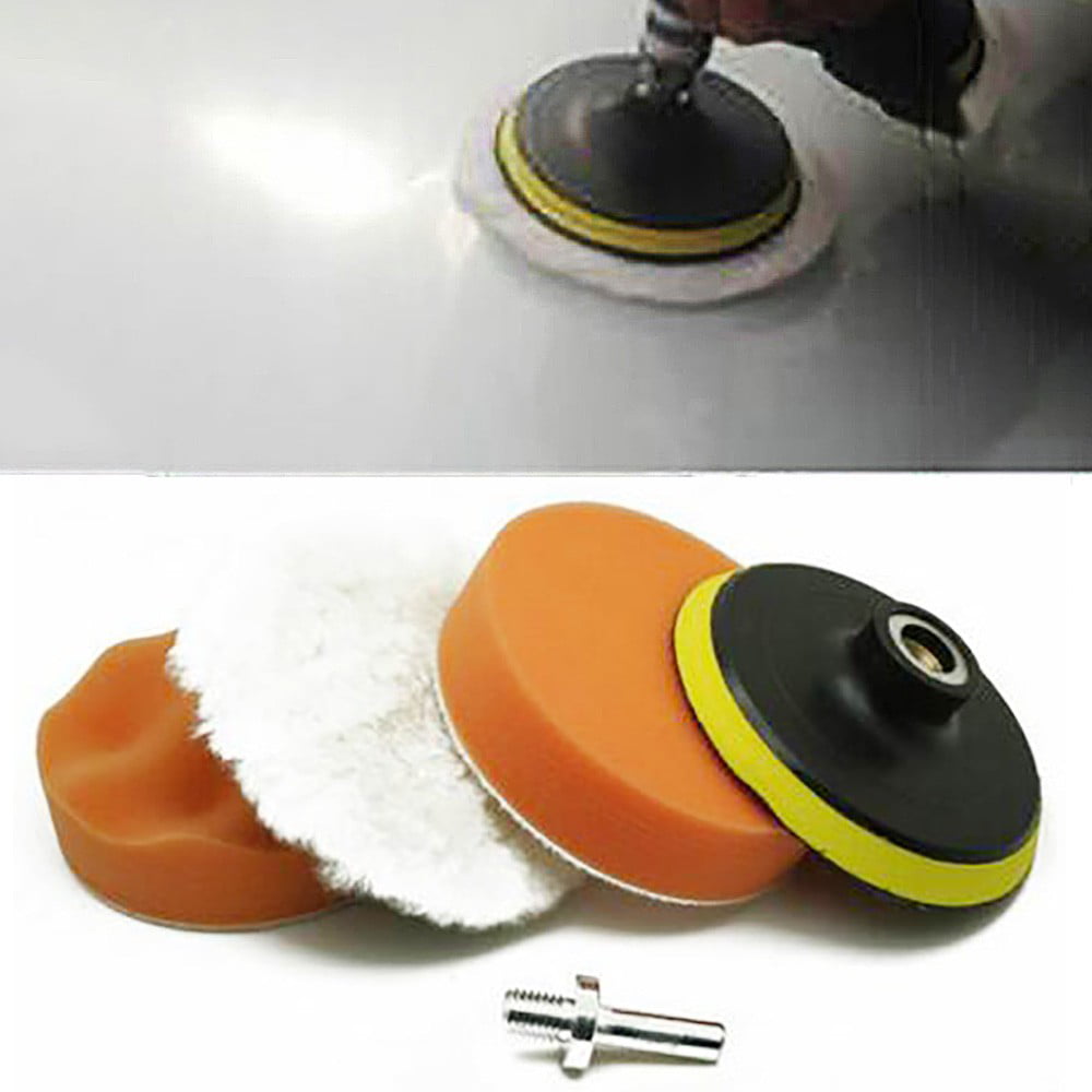 4'' Gross Polish Polishing Buffer Pad Sponge Kit Set Drill Adapter Car Polisher