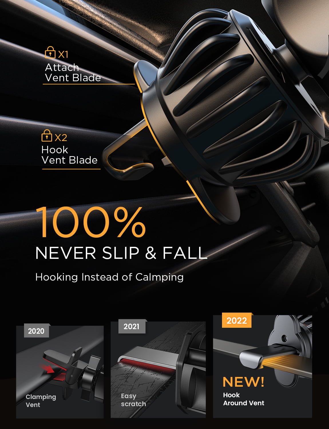 AINOPE Car Phone Holder Mount 2022 Upgraded Gravity Car Phone Mount with Newest Air Vent Clip Auto Lock Hands Free Cell Phone Holder Mount for Car Compatible for iPhone 13 Pro Max & All Phones