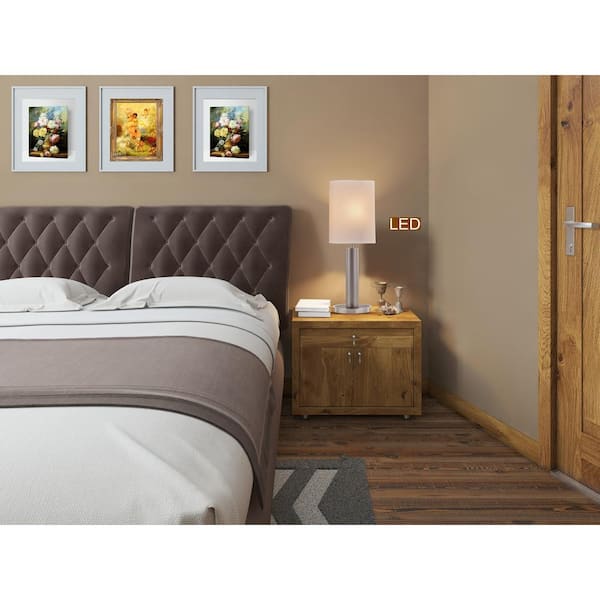 Catriona 27 in. Satin Nickel Modern Slim Oval Design LED Touch Table Lamp