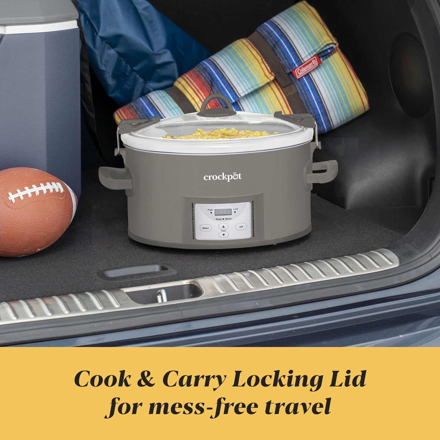 Crockpot 7-Quart Cook and Carry Programmable Slow Cooker, Grey