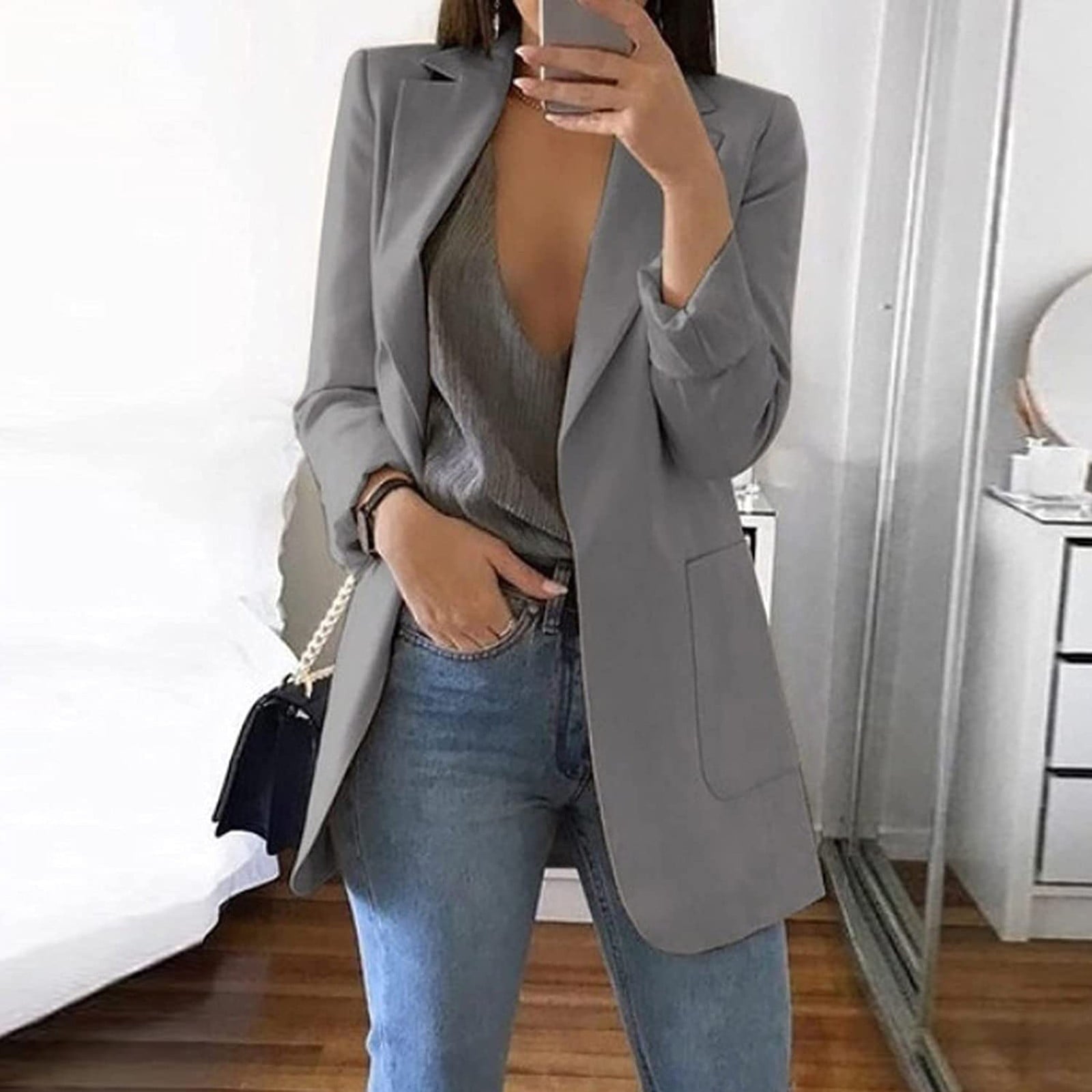 Blazer Jackets for Women Plus Size Business Casual Long Blazers Work Office Open Front Long Sleeve Tops Cardigan Coats Tops