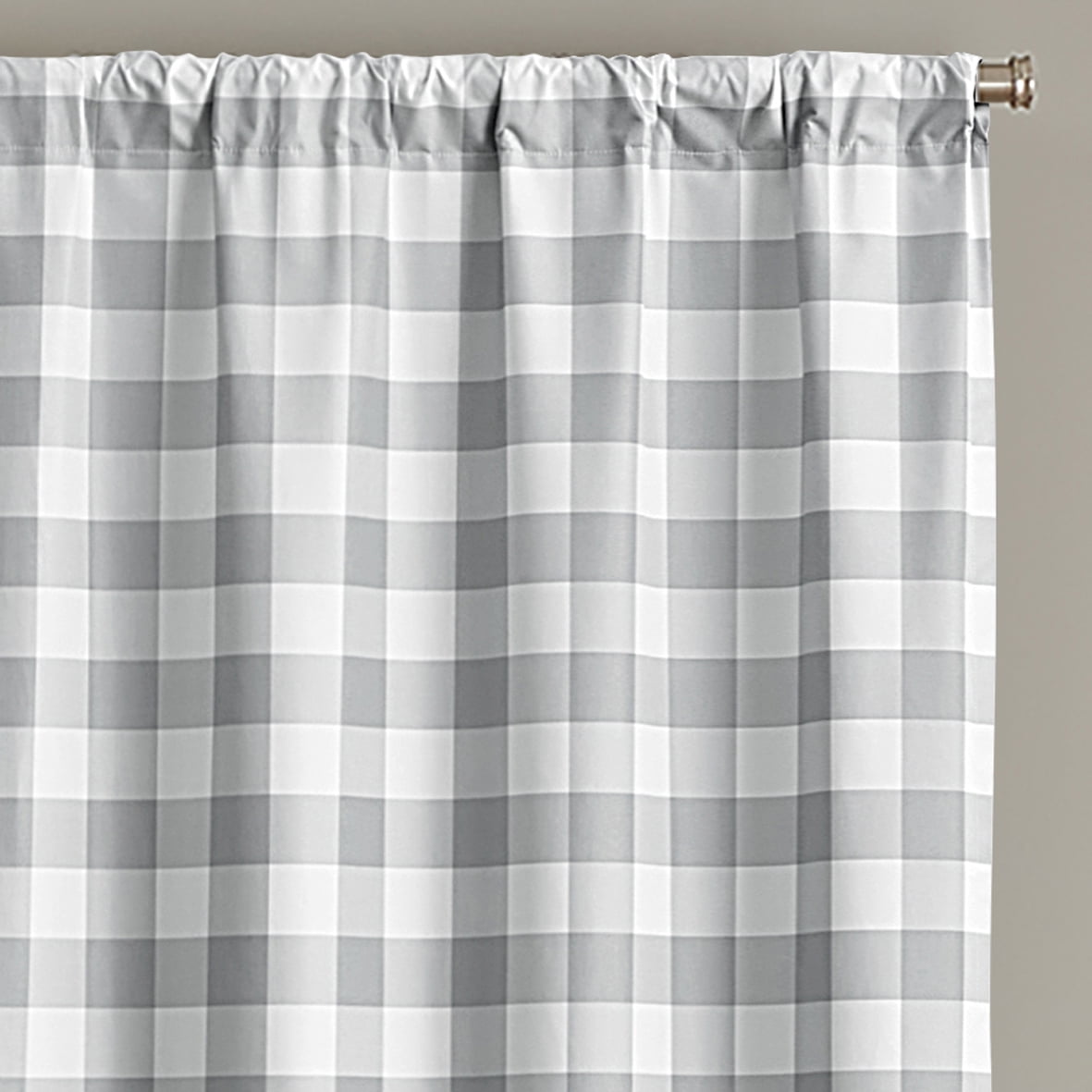 Your Zone Gingham Grey Plaid Blackout Panel Pair, 37