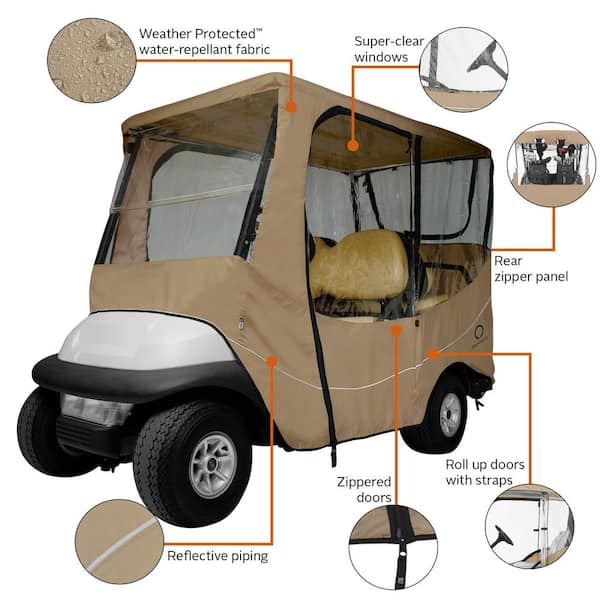 Fairway Long Roof Travel Golf Car Enclosure Khaki
