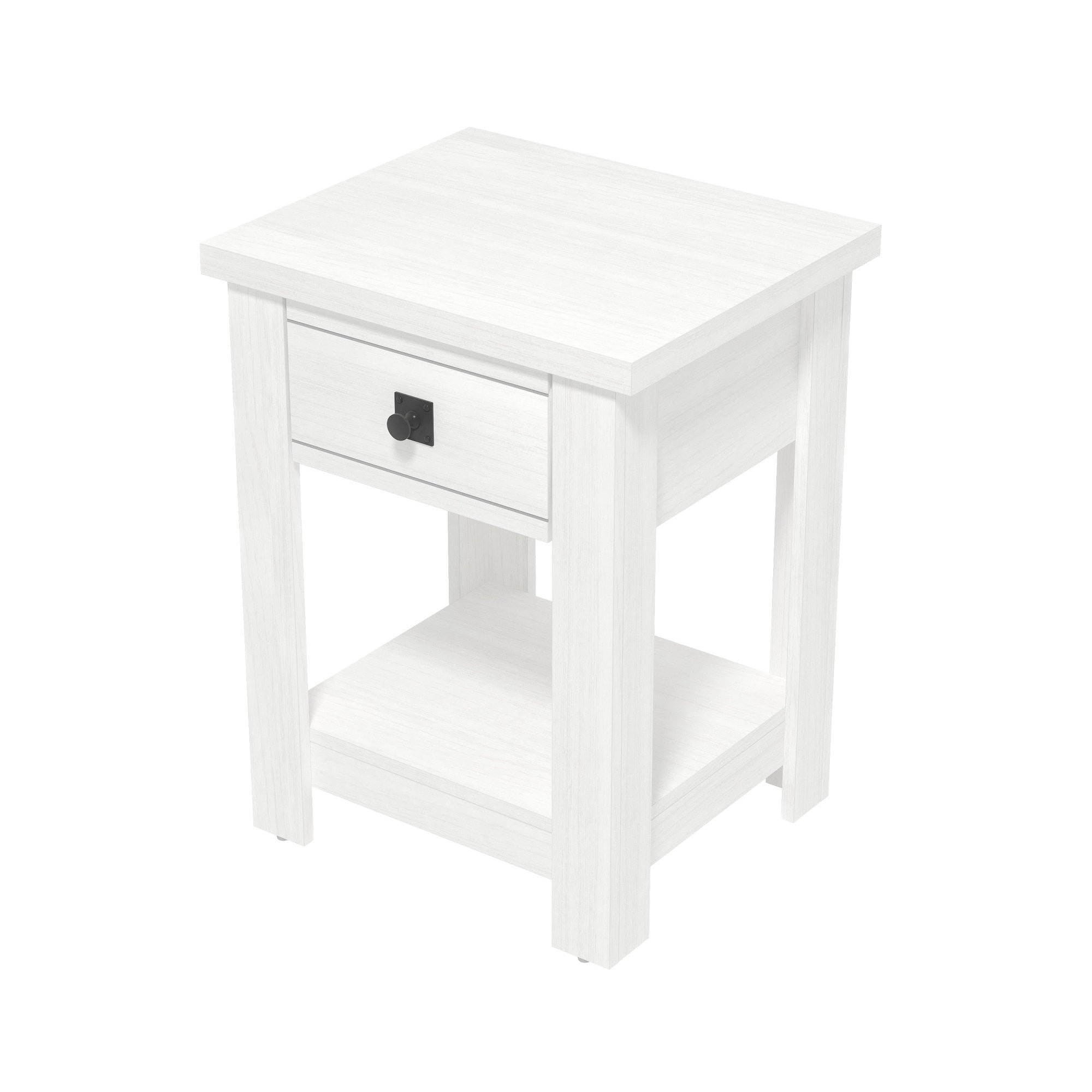Hillsdale Addison Farmhouse 1 Drawer Nightstand, Set of 2, White