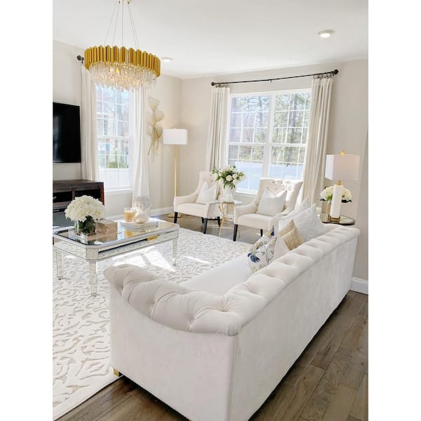 Sloane Alabaster 30 in. White/Brass Gold Table Lamp with Off-White Shade