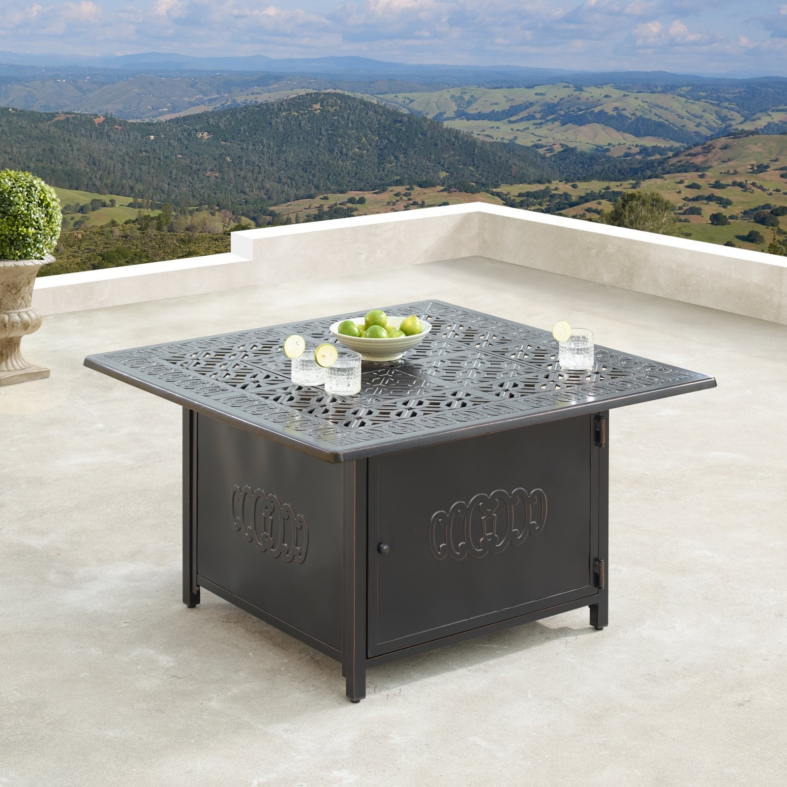 Oakland Living Ronin 42 in. Square Propane Fire Pit Table - Copper