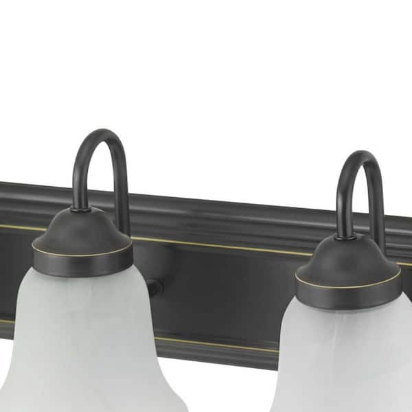 Solvang 30 in. 4-Light Antique Bronze Vanity Light with Etched Alabaster Glass Shades