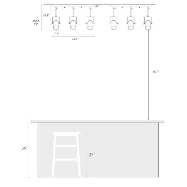 Farmhouse 2 ft. 3-Light Texture Black Spotlights Track Lighting Kit Wood Canopy
