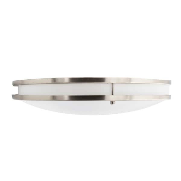 16 in. Satin Nickel LED Ceiling Mount Fixture, 5 CCT 2700K-5000K, 3600 Lumens, Dimmable
