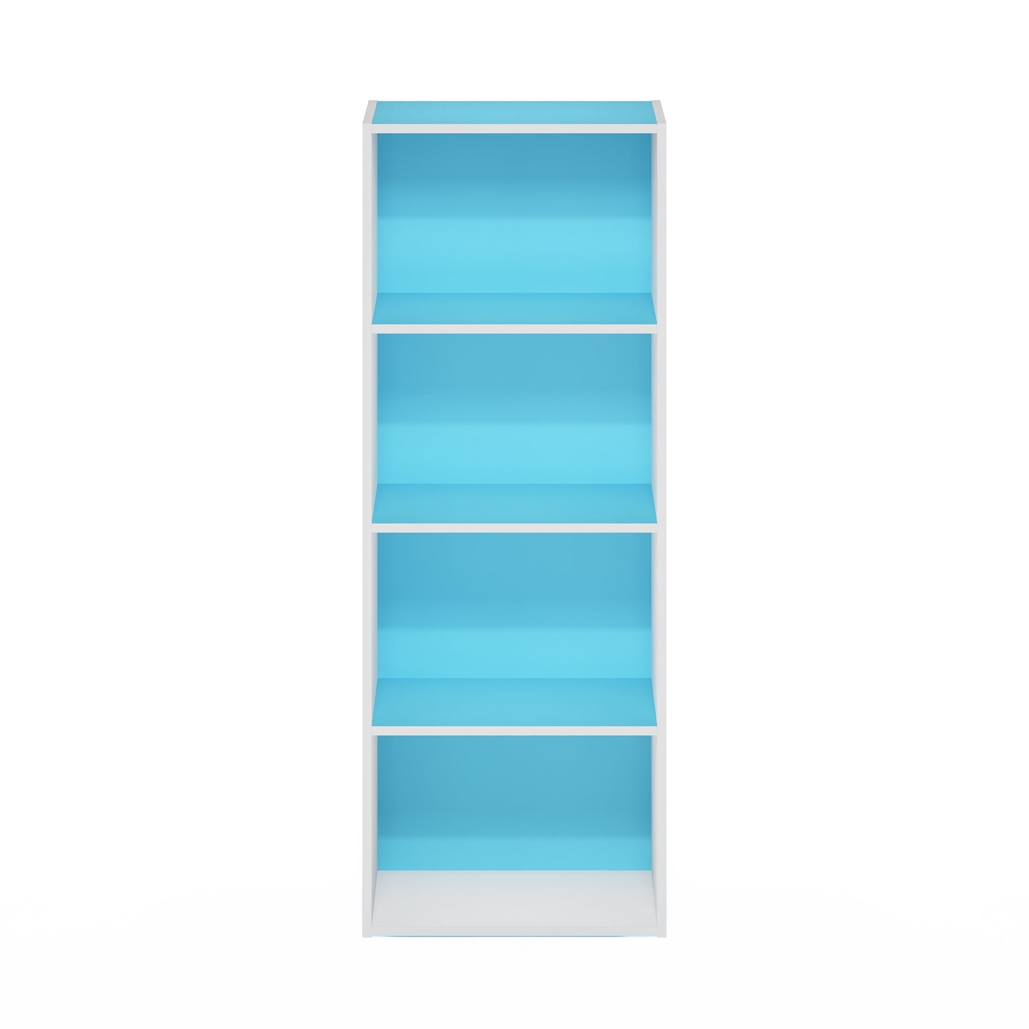 Furinno Luder 4-Tier Open Shelf Bookcase, Light Blue/White