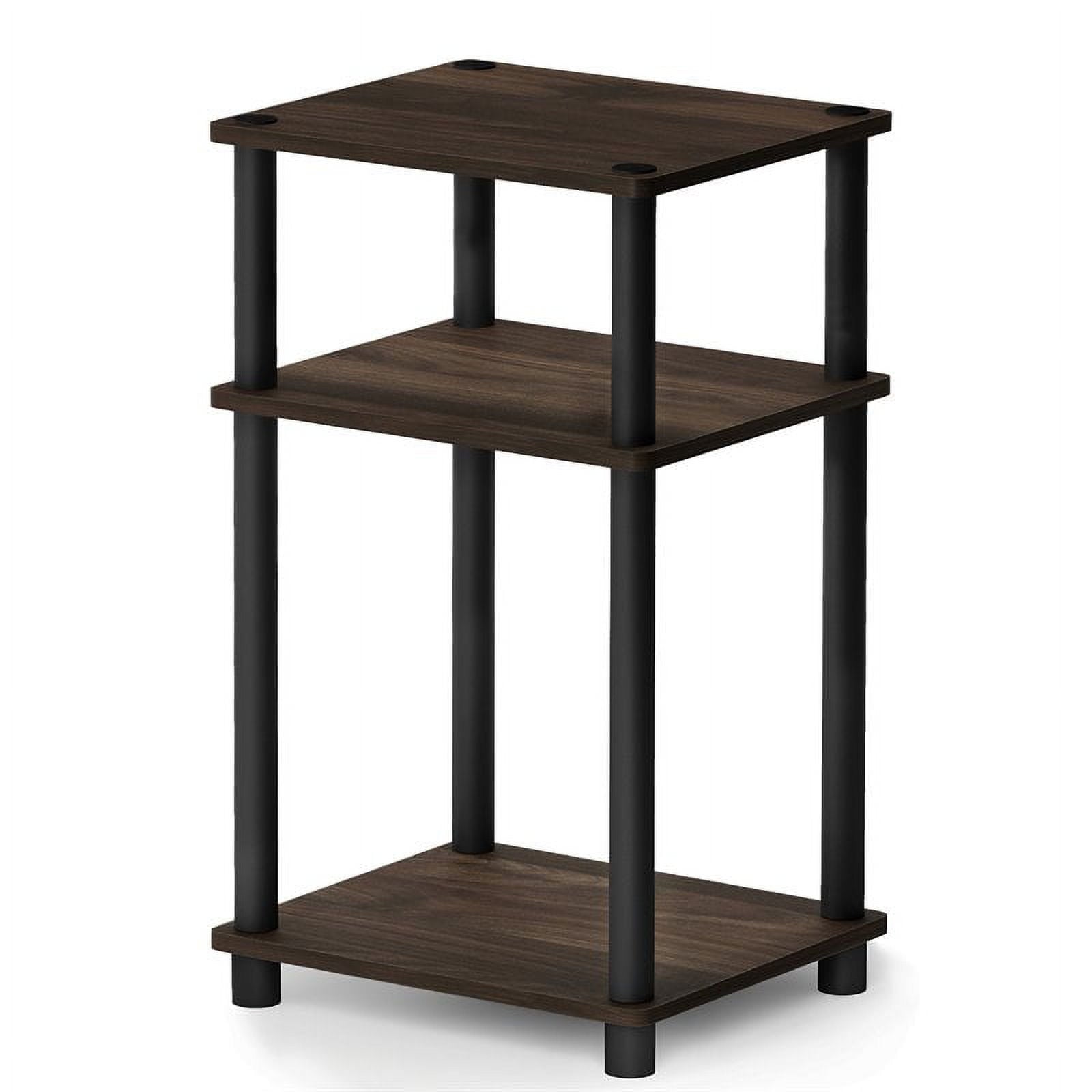 Furinno Just 3-Tier Turn-N-Tube End Table, 1-Pack, Columbia Walnut/Black