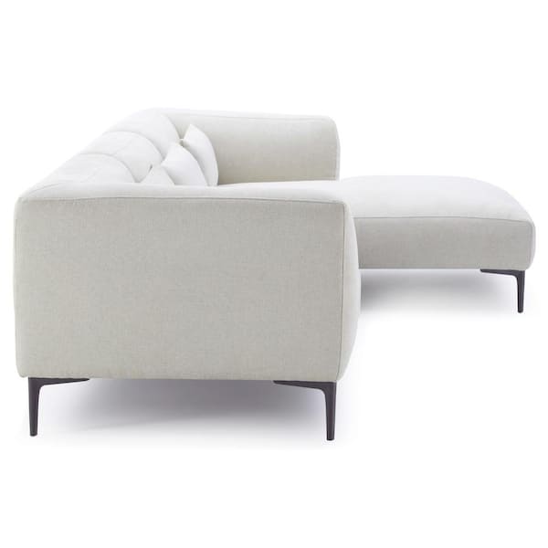 Savanna 122 in. W Square Arm 2-Piece Luxury Linen Right Facing Sectional Sofa in Ivory (Seats 4)
