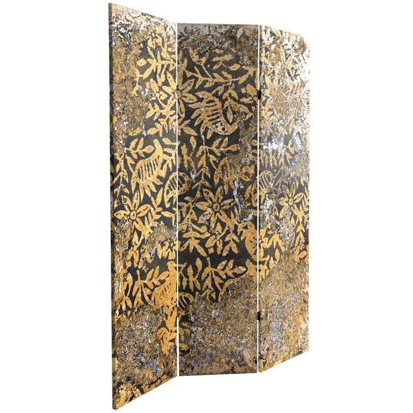 Flowering Gold 6 ft. Printed 3-Panel Room Divider