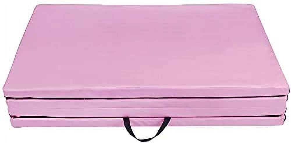 Polar Aurora 4 Ft. 10 Ft. x 2 Ft. Thick Folding Gymnastics Exercise Aerobics Stretching Yoga Mat, Pink