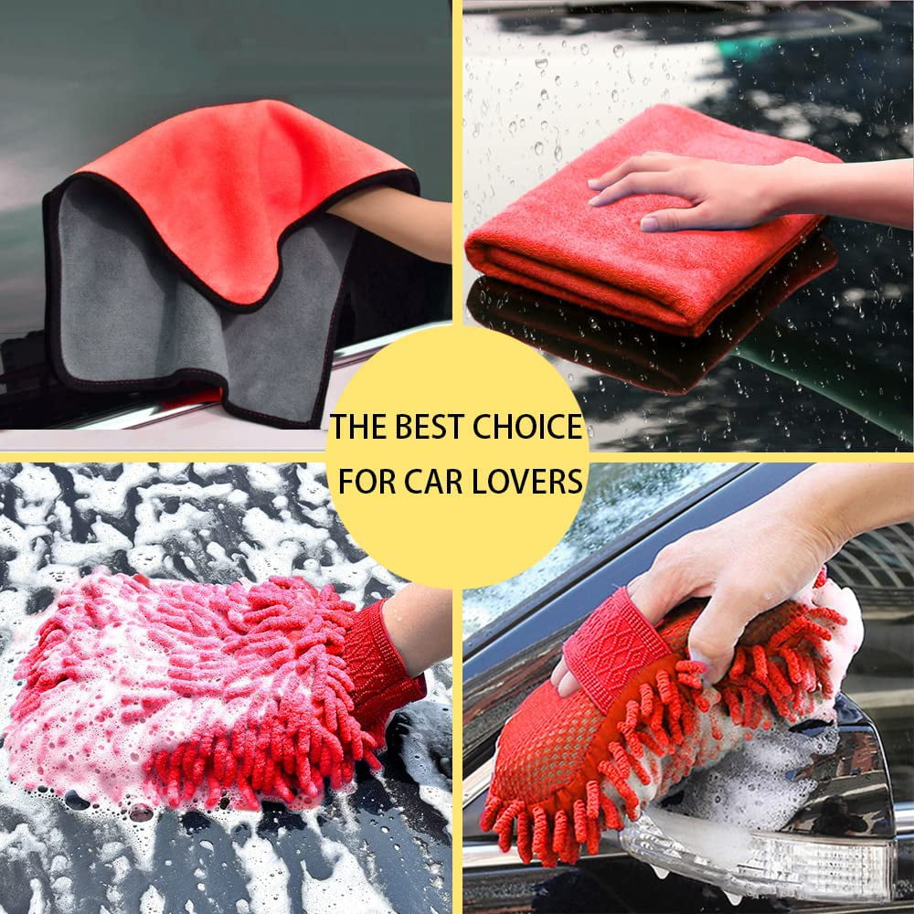 YILAIRIOU Car Interior Cleaning Kit - Car Cleaning Kit & Car Wash Kit-Car Wash Cleaning Tools Kit with Car Wash Brush Mop and Microfiber Towels
