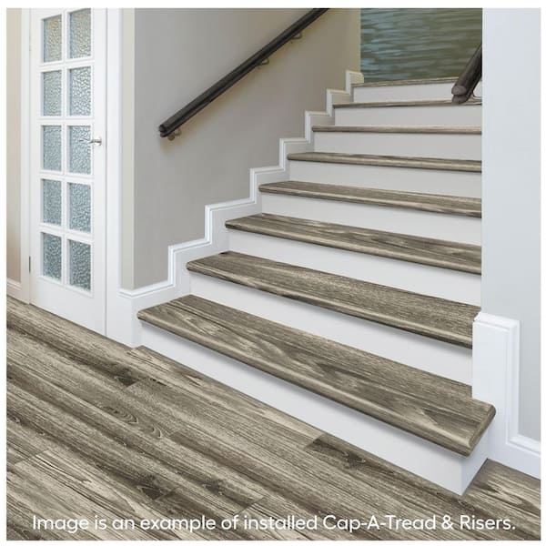 Frenchman Bay/Inman Lake/Soft Ok Glazed 47in.Lx12.15in.Wx1.69in.T Laminate Stair Tread and Reversible Riser Kit Adhesive