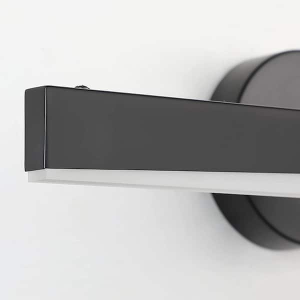 23 in. 14-Watt 1-Light Black LED Vanity Light with Dimming Function