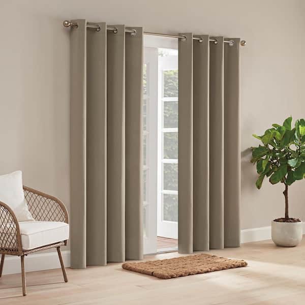 Hampton Dark Tan  Solid Polyester 52 in. W x 95 in. L Light Filtering Single Outdoor Grommet Panel