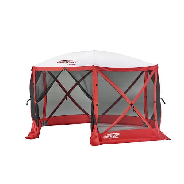 Quick Set Escape Sport 11.5 ft. x 11.5 ft. Red/White Tailgating Shelter Tent Plus Wind and Sun Panels (3 Pack)