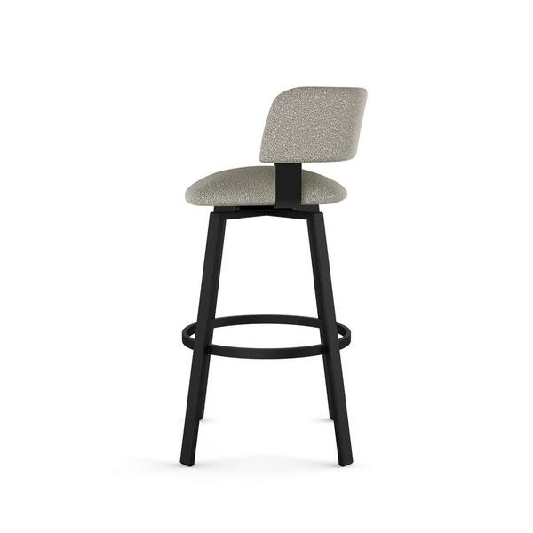 Stinson 30 in. Light Beige & Grey boucle polyester/Black Metal Bar Stool